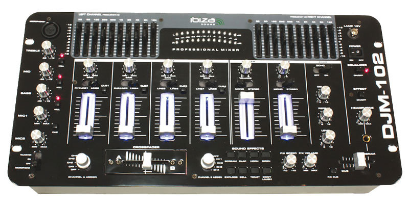 IBIZA SOUND LIGHT Pack Sono 3000w avec 2 Caissons 800w - 2 Enceintes 700w -  1 Table de Mixage DJM102-BT - 2 Pieds - Câble Enceinte, Câble RCA et Câble