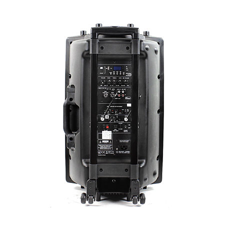 IBIZA PORT15VHF-MKII - Systeme enceinte de sonorisation portable autonome  15”/38CM AVEC USB, Bluetooth et 2 micros VHF - La Poste