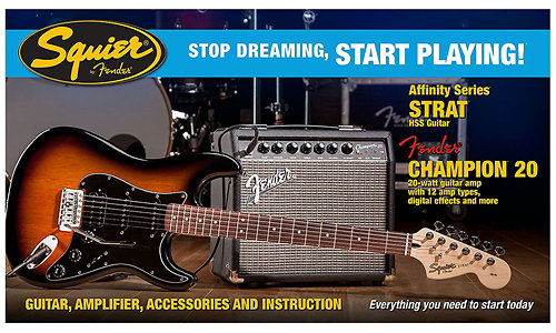 Squier by FENDER Stop Dreaming Start Playing! Affinity Series Strat HSS Champion 20 Amp Brown Sunburst