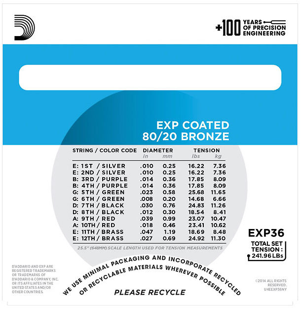 EXP36 NY Steel 10/47 Light 12-String D'Addario