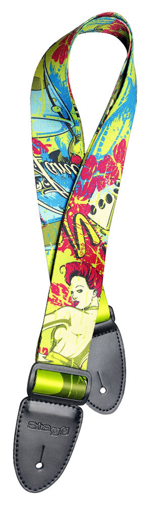 Sangle De Guitare Stagg Réglable En Nylon Tressé - Longueur 93 à 165 Cm - Solide Et Confortable
