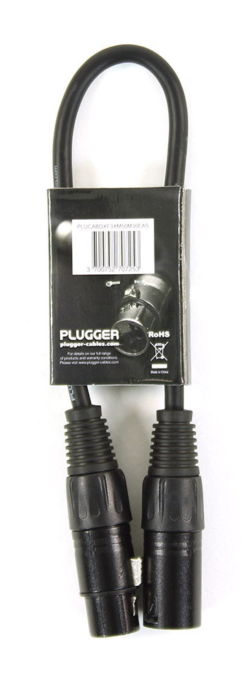 Plugger Cavo Breve XLR Femmina A Maschio 3 Pin, 0,60 M, Nero – Adattatore Per Audio