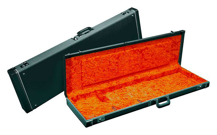 Fender Deluxe Black Hardshell Strat/Tele Case Amp Logo Orange Int