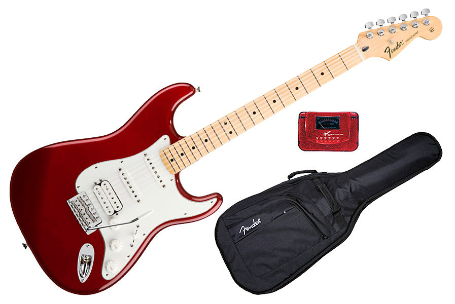 Fender Standard Stratocaster HSS Candy Apple Red Maple Bundle
