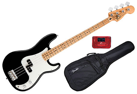 Standard Precision Bass Black Maple Bundle Fender