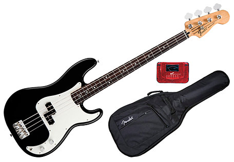 Standard Precision Bass Black Rosewood Bundle Fender