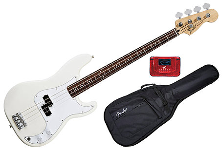Fender Standard Precision Bass Arctic White Rosewood Bundle