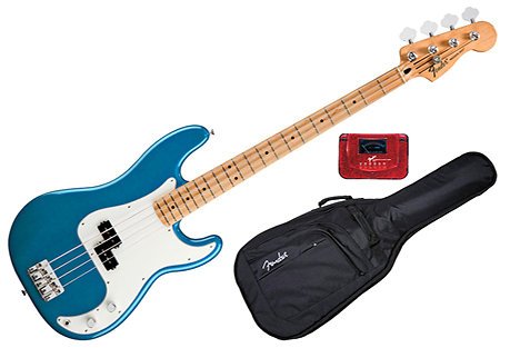 Fender Standard Precision Bass Lake Placide Blue Maple Bundle