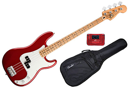 Standard Precision Bass Candy Apple Red Maple Bundle Fender