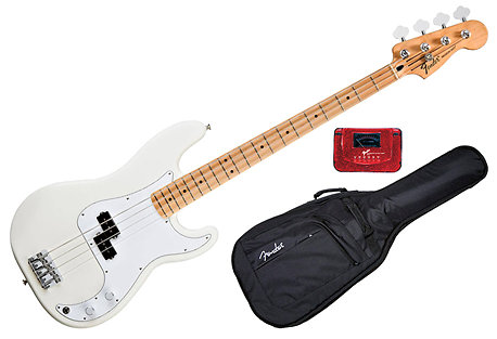 Standard Precision Bass Arctic White Maple Bundle Fender