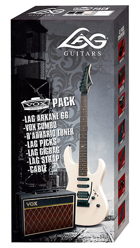 ARKANE 66 IVORY + VOX PATHFINDER 10 : Pack Guitare Electrique LAG 