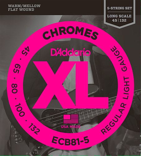 ECB81-5 Chromes Bass Light 45-132 Long Scale D'Addario