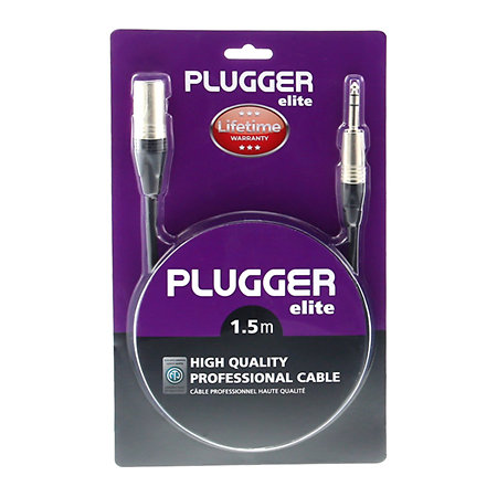 Plugger Câble XLR Mâle 3b - Jack Mâle Stéréo 1.50m Elite