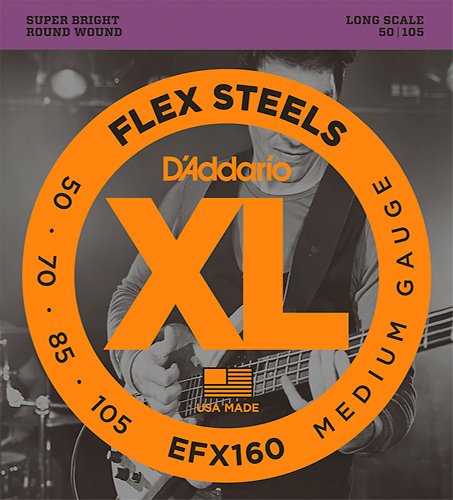 D'Addario EFX160 FlexSteels Bass Medium 50-105 Long Scale