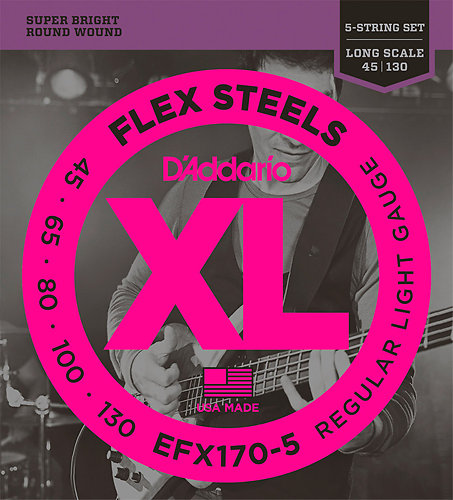 D'Addario EFX170-5 FlexSteels Bass Light 45-130 Long Scale