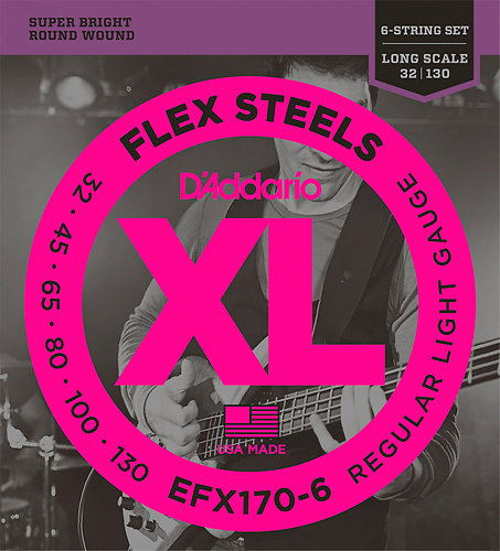 D'Addario EFX170-6 FlexSteels Bass Light 32-130 Long Scale