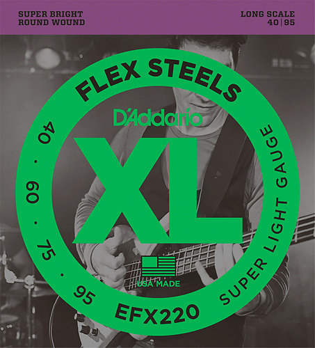 D'Addario EFX220 FlexSteels Bass Super Light 40-95 Long Scale