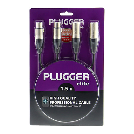 Plugger Câble Bretelle XLR Femelle 3b - XLR Mâle 3b 1.50m Elite