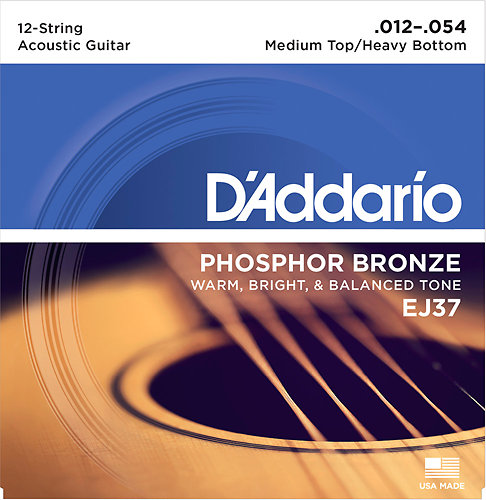 D'Addario EJ37 Phosphor Bronze Medium Top/Heavy Bottom 12-54