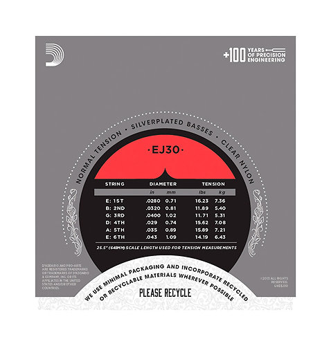 EJ30 Pro-Arté Rectified Trebles Normal Tension D'Addario