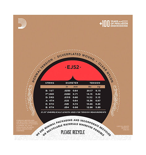 EJ52 Pro-Arté Alto Guitar Normal Tension D'Addario