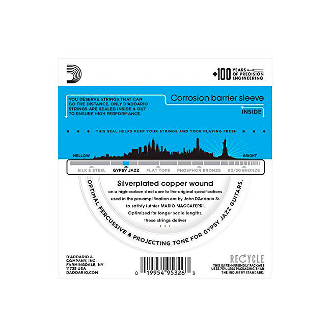 EJ83L Gypsy Jazz Ball End Light 10-44 D'Addario