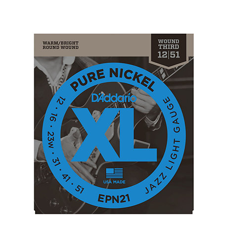 D'Addario EPN21 Pure Nickel Jazz Light 12-51