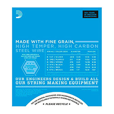 ESXL125 Nickel Wound Super Light Top/ Regular Bottom Double BallEnd 9-46 D'Addario