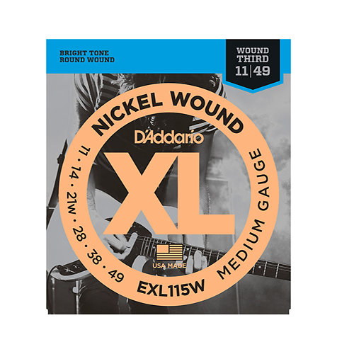 EXL115W Nickel Wound Medium/Blues-Jazz Rock Wound 3rd 11-49 D'Addario