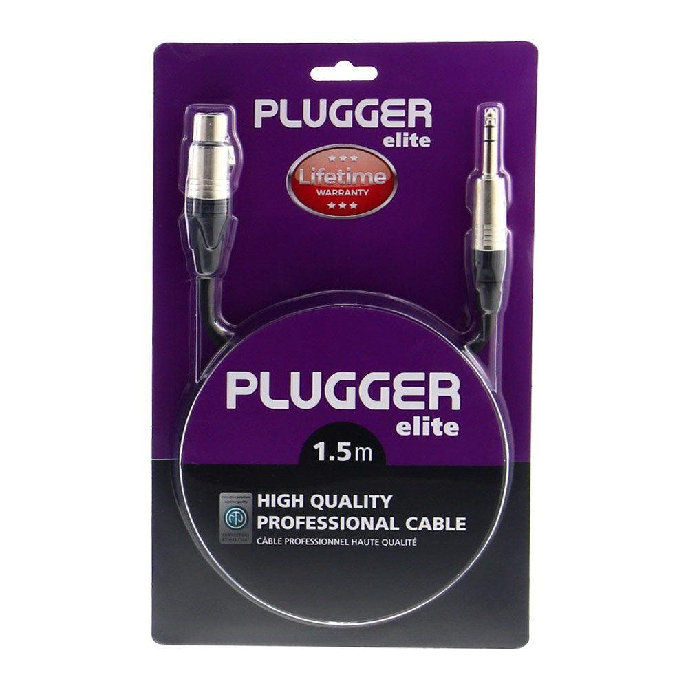 Plugger Cavo Audio XLR Femmina – Jack Stereo Maschio 6,3 Mm – 1,5 Metri, Nero