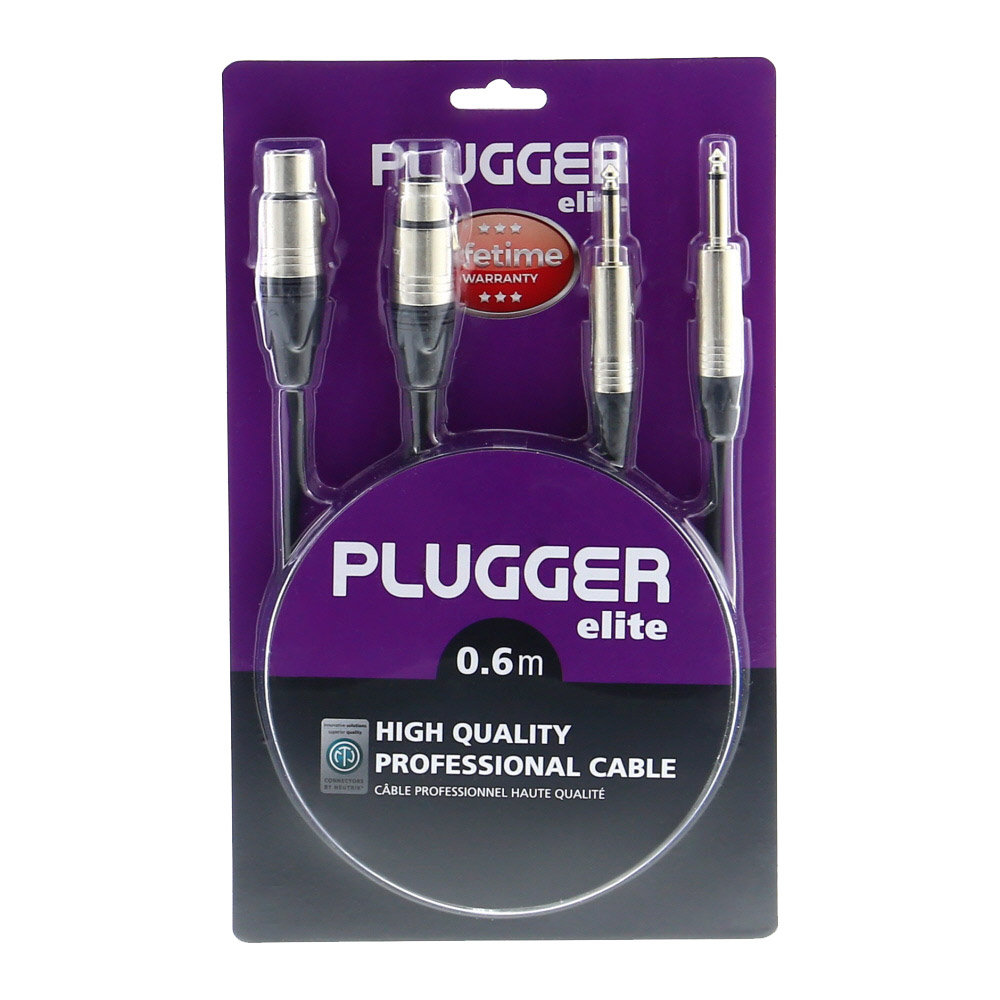 Cavo PLUGGER XLR Femmina 3 Pin A 2 RCA Maschio 3 Metri – Adattatore Per Collegamento Audio, Serie Easy, Nero - 3