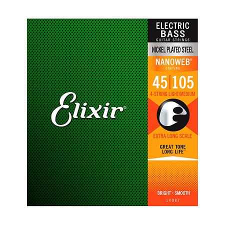 Elixir 14087 Nanoweb 45/105 Xlong Scale Bass Medium