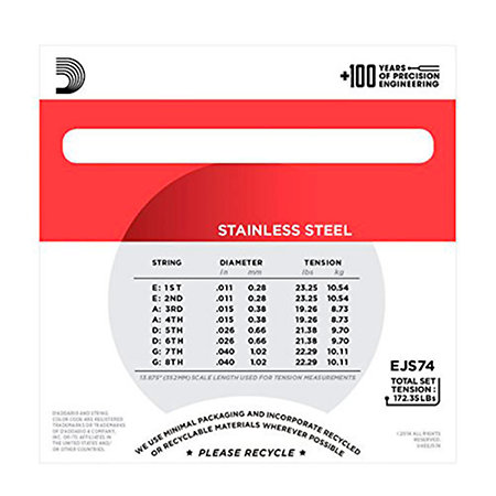 EJS74 Stainless Steel 11-40 D'Addario