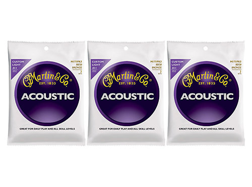Martin Strings Acoustic M175PK3 Custom Light 11-52 Pack de 3