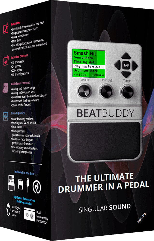 BeatBuddy Mini 2 - Pédale Boîte à Rythmes Pour Guitare/Basse - Sons Professionnels Et Contrôle Pieds