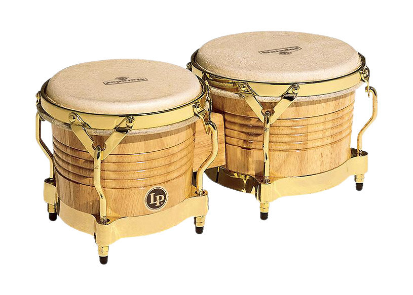 Latin Percussion Matador Wood Bongos Natural/Gold Tone M201-AW