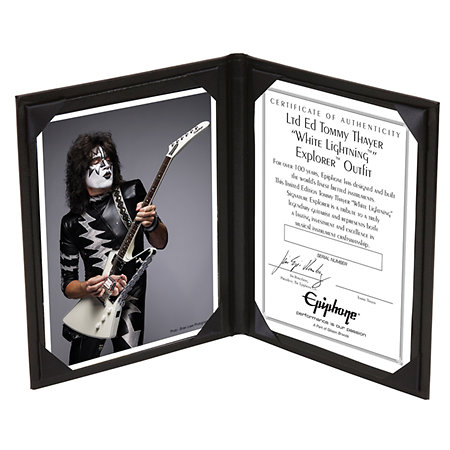 Ltd Ed Tommy Thayer White Lightning Explorer Metallic White  + étui Epiphone