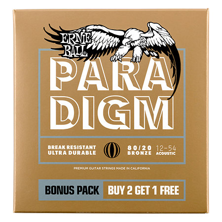 Ernie Ball PARADIGM Medium Light 80/20 Bronze 12-54 Pack de 3 jeux