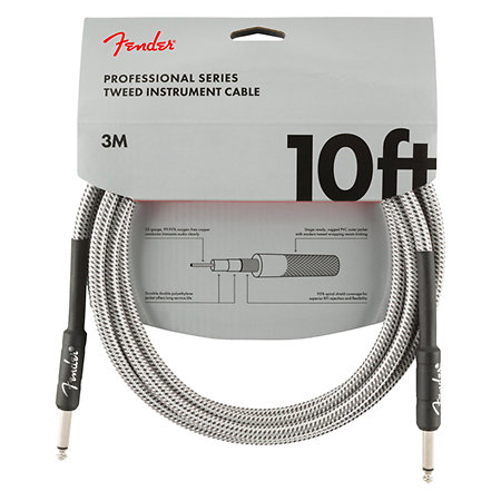 Fender Professional Series Instrument Cable, 3m, White Tweed