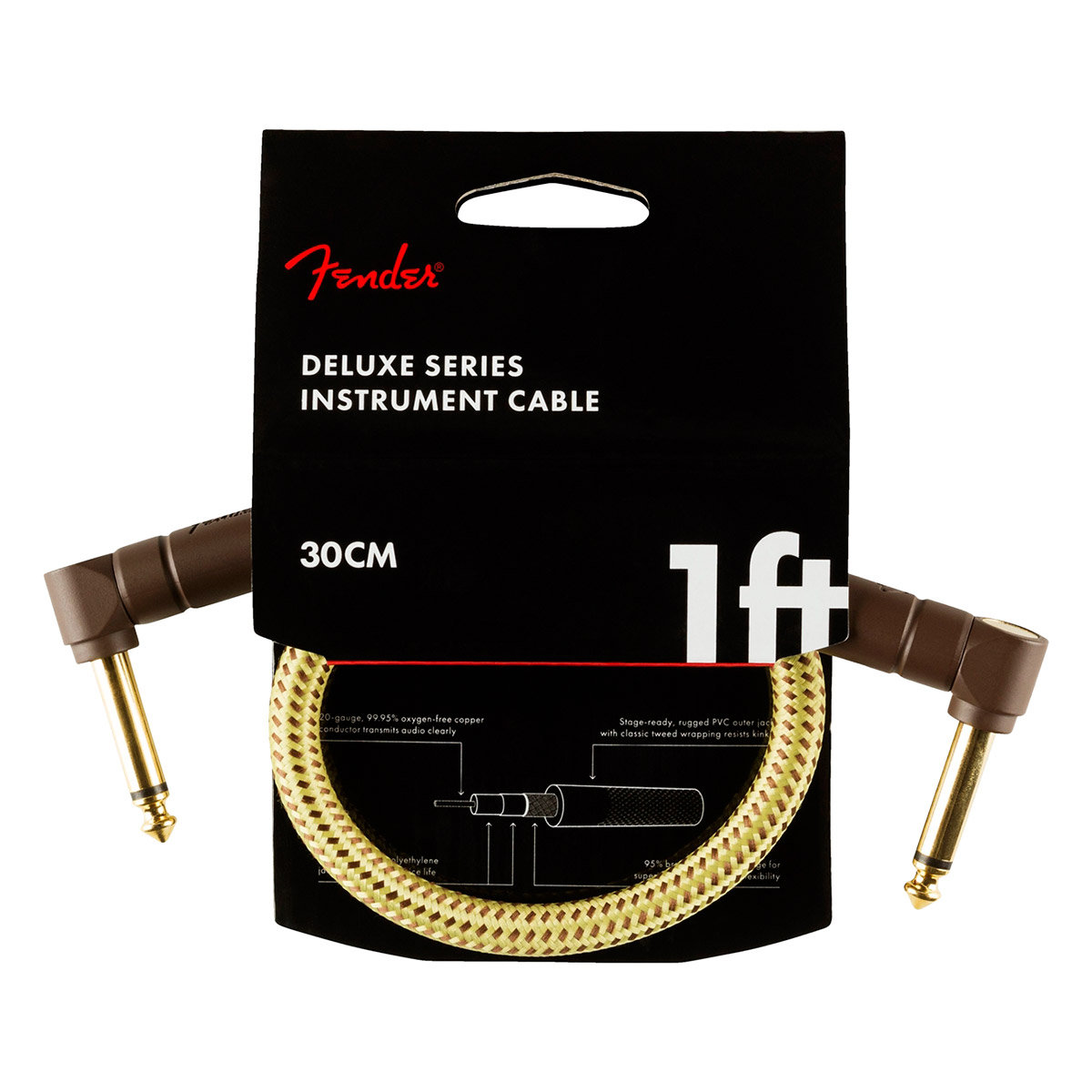 Fender Cavo per strumenti serie Deluxe Straight/Angle 18.6′ (5,5 m) Tweed