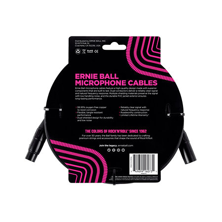 Ernie Ball Câble 6073, XLR M vers XLR F, 7,62m