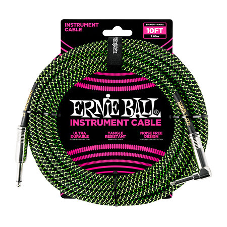 Ernie Ball 6077 Jack-Jack coudé 3 M noir et vert