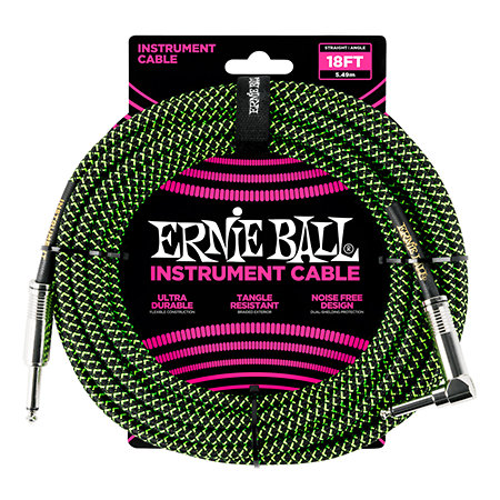 Ernie Ball 6082 Jack-Jack coudé 5 5 M noir et vert