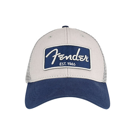 Fender Embroidered 3D Snap Back Hat Chrome Navy
