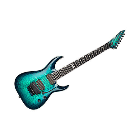 ESP E-II Horizon FR-7 Black Turquoise Burst + étui