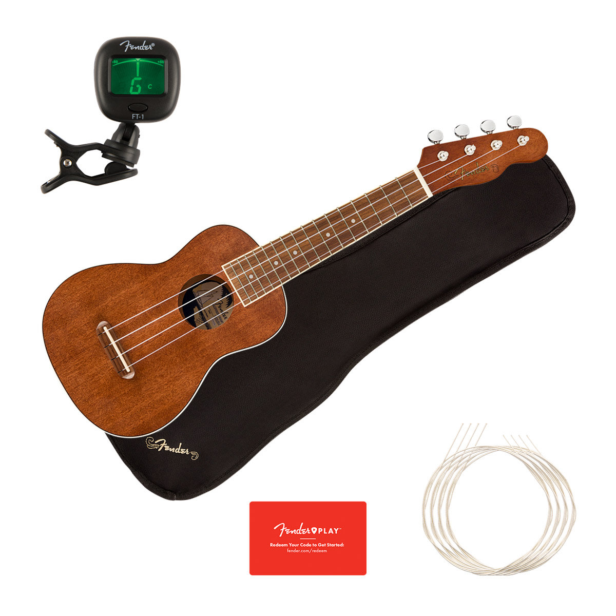 Fender Seaside Soprano Ukulele Pack Natural Ukulélé