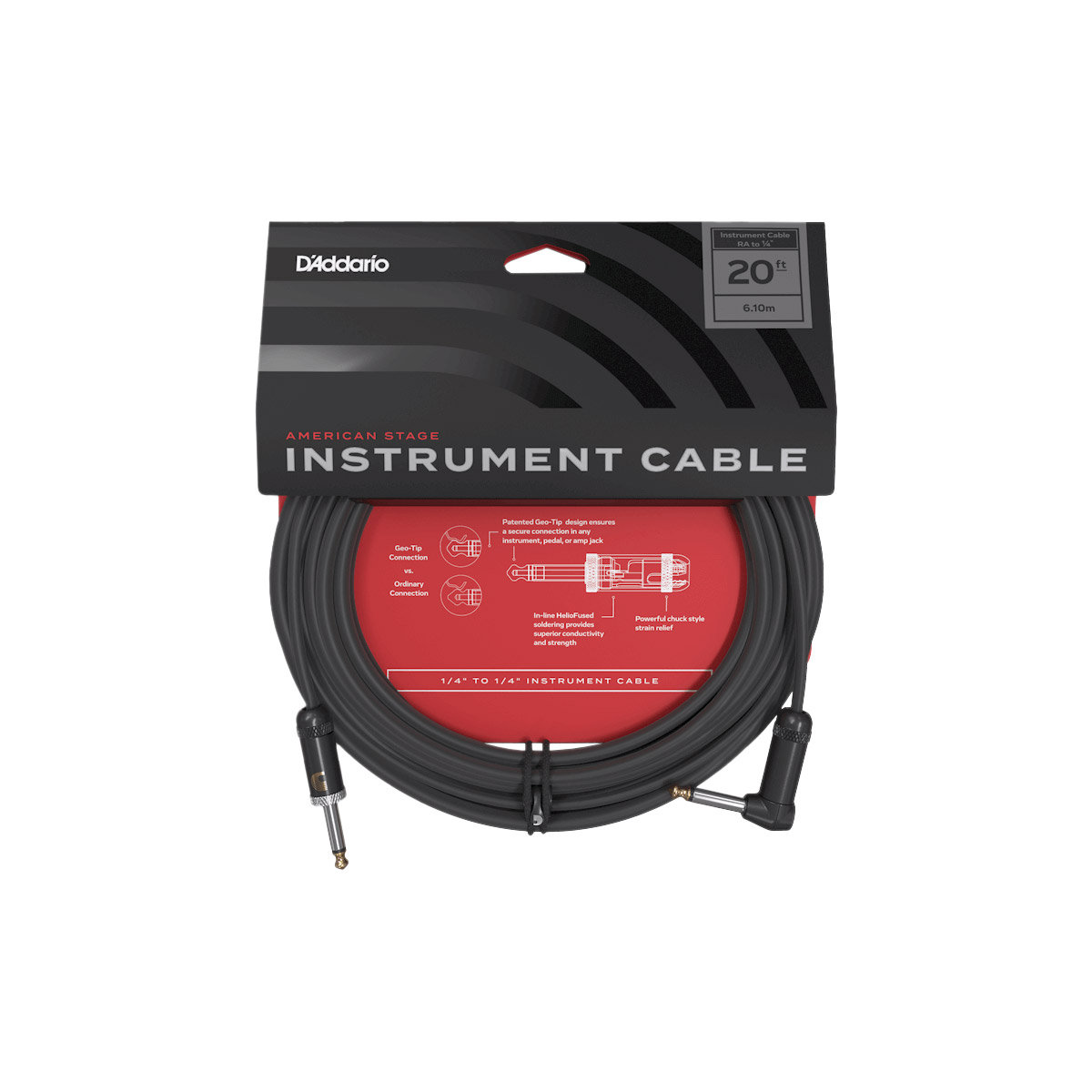 D'Addario PWAMSGRA20 American Stage 6m Câble Instrument