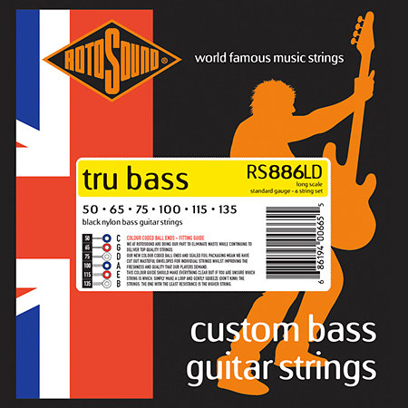 RS886LD Tru Bass 88 Black Nylon Flatwound 50/135 Rotosound