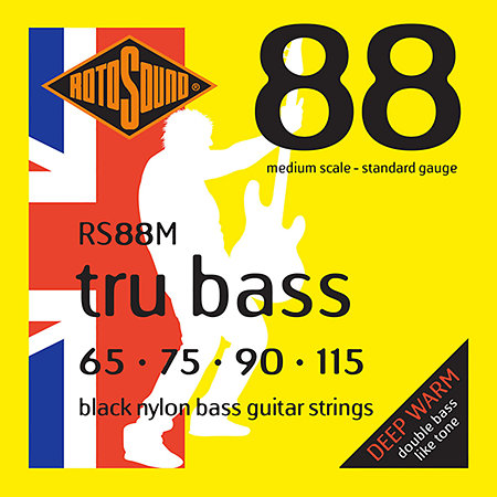 Rotosound RS88M Tru Bass 88 Black Nylon Flatwound Medium 65/115