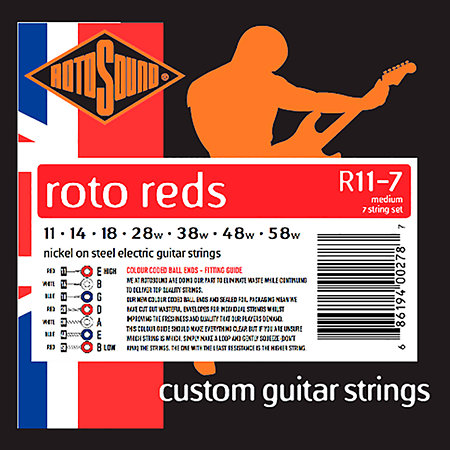 Rotosound R11-7 Roto Reds Nickel Medium 7 Cordes 11/58